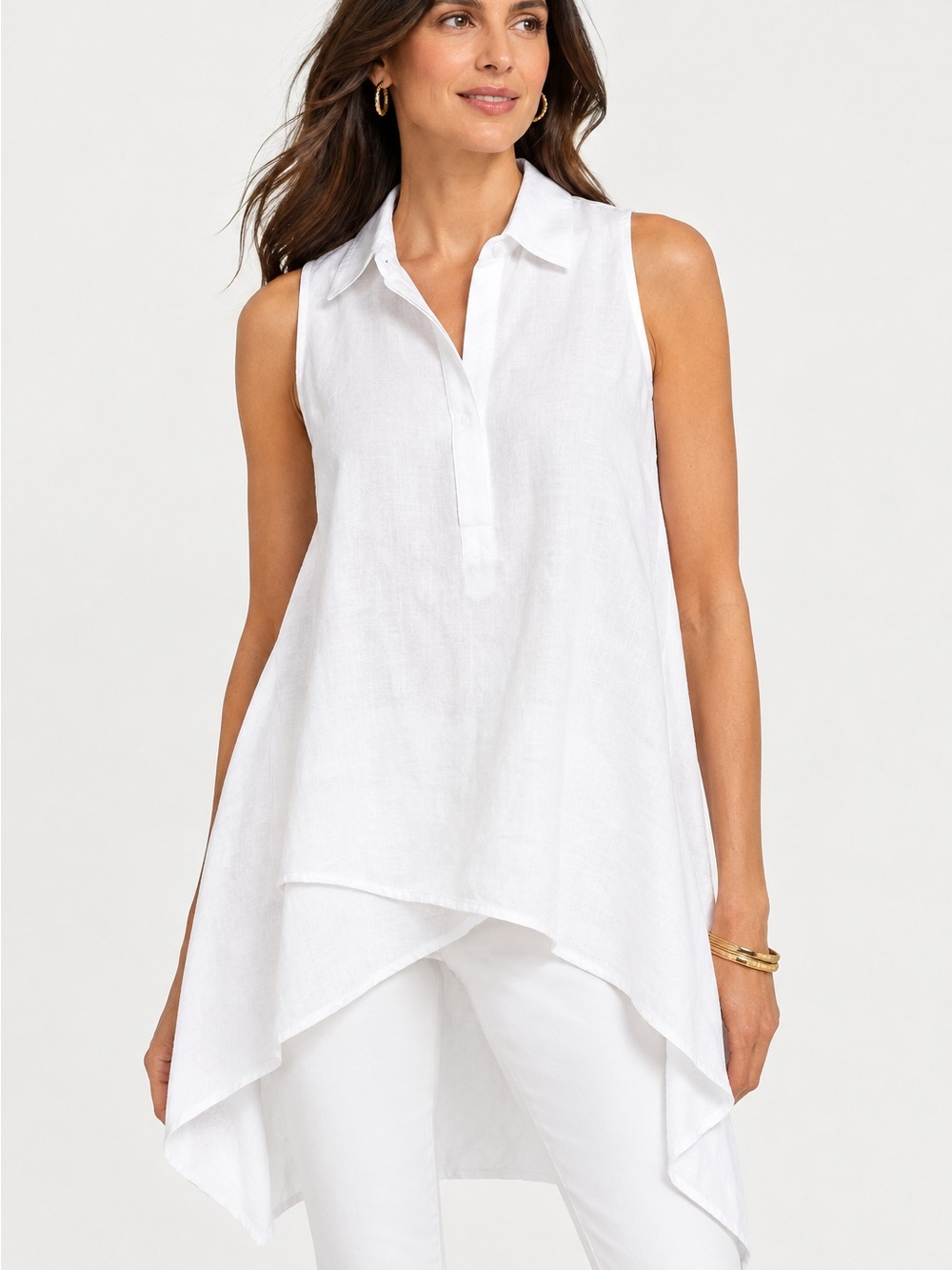 Chico’s No Iron Linen Asymmetrical V neck Tunic Size 0 or Small